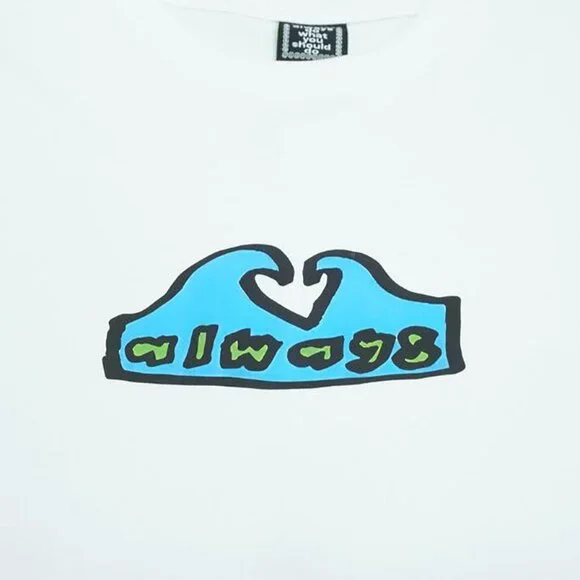 Always Brand White Simple Graphic Short Sleeve T Shirt